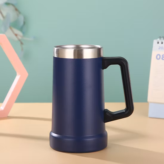 Powder Coated Double Wall Stainless Steel Beer Mug with Handle 24oz Insulated Heavy Beer Mug with Handle