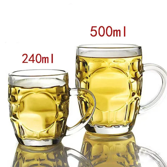 Máquina de soda e cal mais barata de 16,5 onças 500 ml pressionando caneca de vidro de cerveja com alça